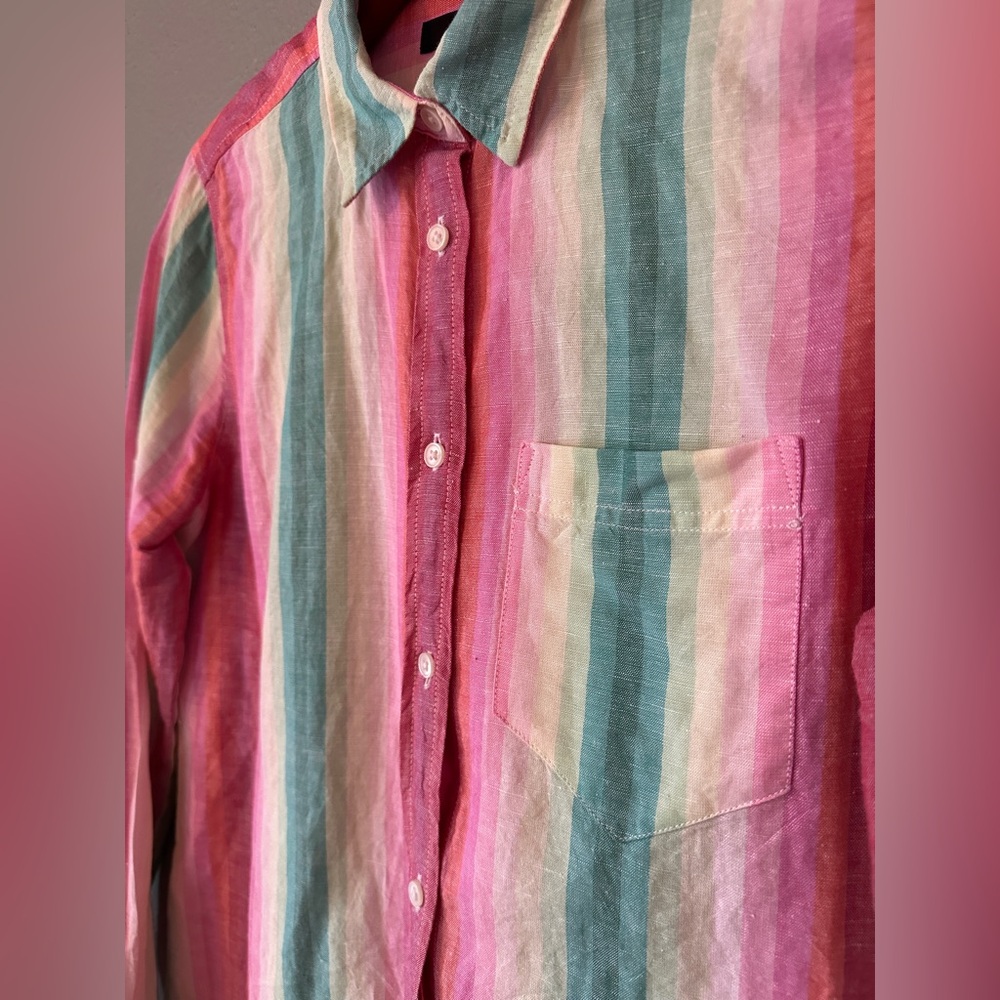 JCREW Classic Boy-Fit Linen Button Up Shirt | Womens size 2 - Picture 4 of 12